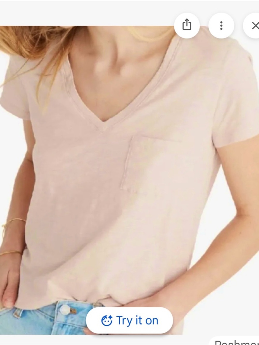 Madewell Women's V-Neck Pocket Tee in Pale Pink (Lucid Pink), NWT!